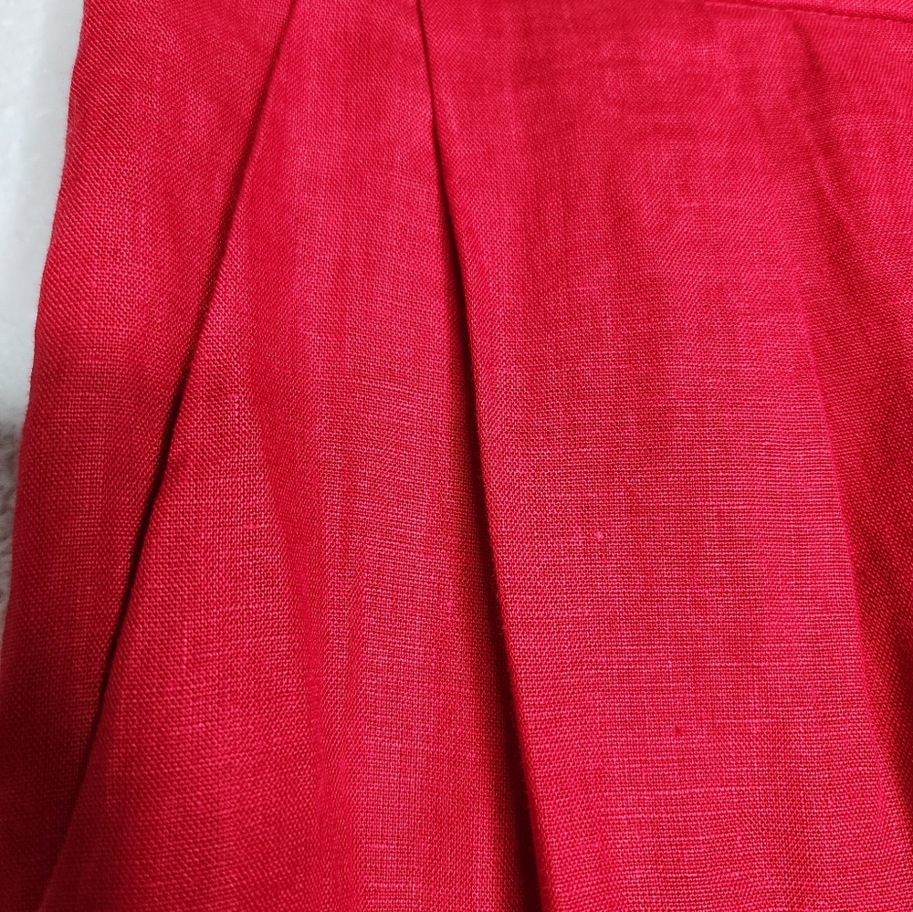 Donna Karan Vintage Red Linen Pleated Pants Size 2 - Picture 3 of 5